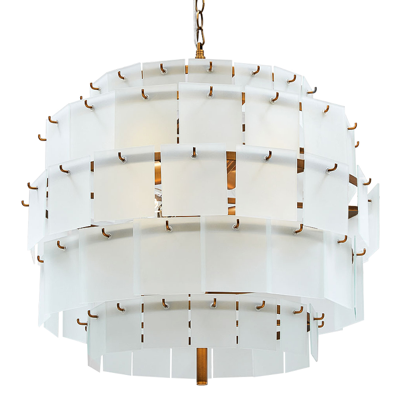 Люстра Glass Square Plates Chandelier Медь Белый Люстра Glass Square Plates Chandelier Медь Белый в Челябинске | Loft Concept