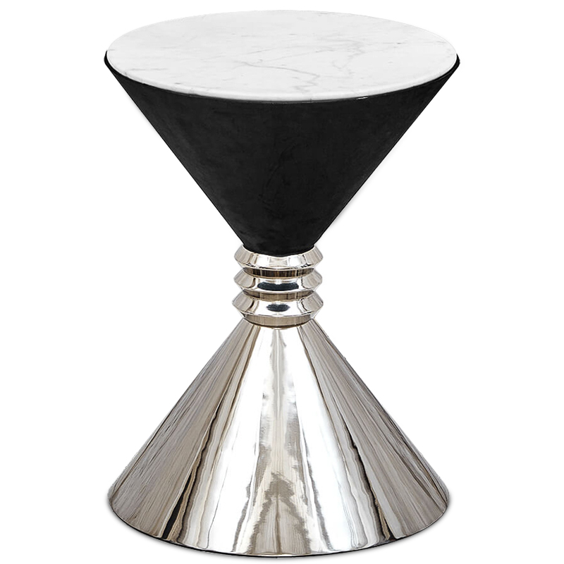 Приставной стол Hourglass side table Никель Черный Белый Приставной стол Hourglass side table Никель Черный Белый в Челябинске | Loft Concept