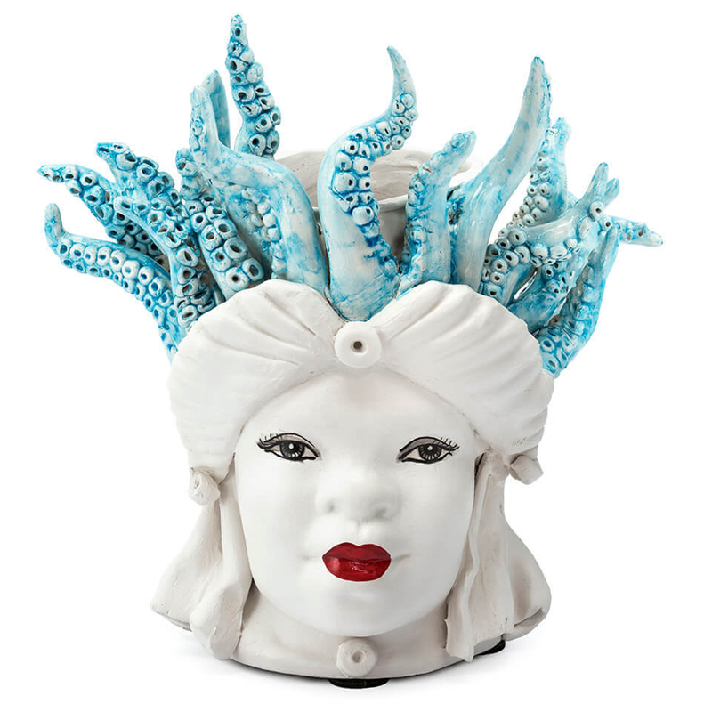 Ваза VASE MORO LADY SMALL MEDUSA Белый Голубой Ваза VASE MORO LADY SMALL MEDUSA Белый Голубой в Челябинске | Loft Concept