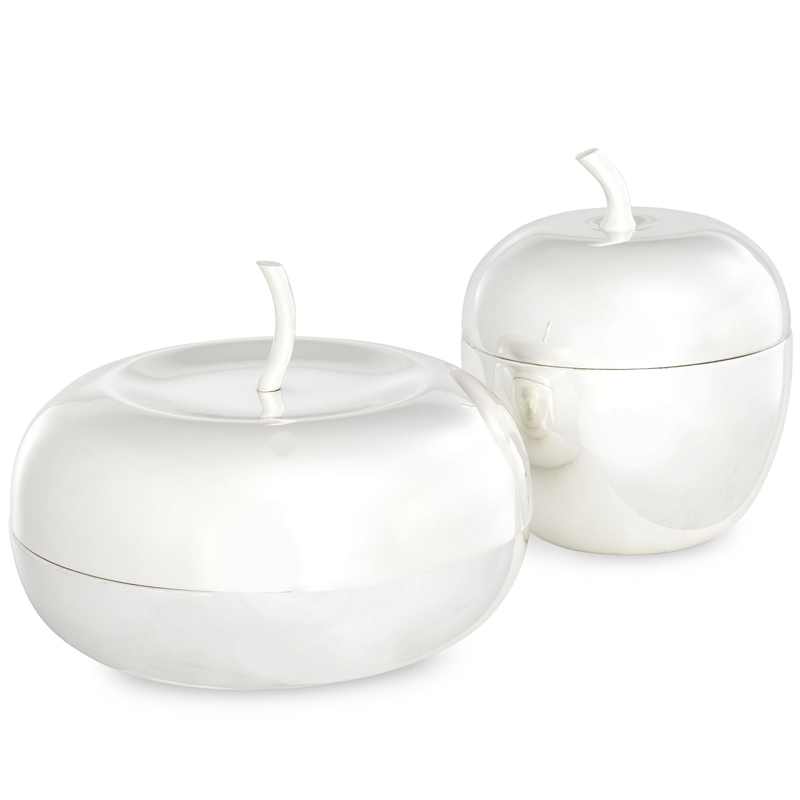 Комплект шкатулок Eichholtz Box Apple Set of 2 Silver Серебряный Комплект шкатулок Eichholtz Box Apple Set of 2 Silver Серебряный в Челябинске | Loft Concept