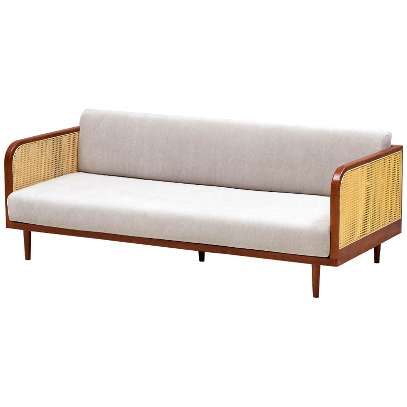 Диван с отделкой из ротанга Nava Rattan Decor Sofa Коричневый ivory ( слоновая кость ) Бежевый Диван с отделкой из ротанга Nava Rattan Decor Sofa Коричневый ivory ( слоновая кость ) Бежевый в Челябинске | Loft Concept