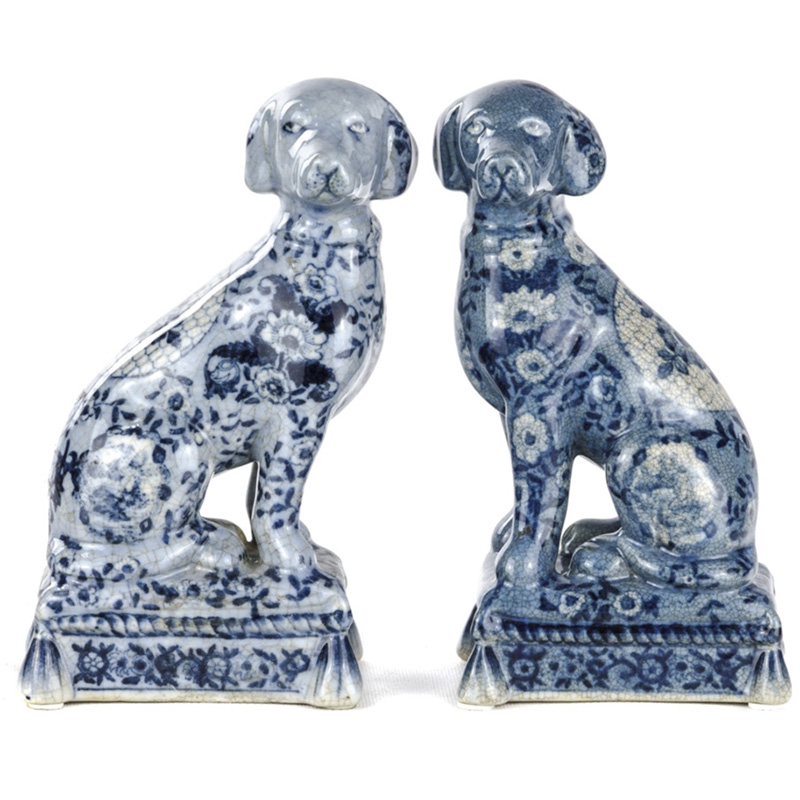 Статуэтки Oriental Blue & White Ornament Dogs набор из 2-х штук Белый Синий Статуэтки Oriental Blue & White Ornament Dogs набор из 2-х штук Белый Синий в Челябинске | Loft Concept