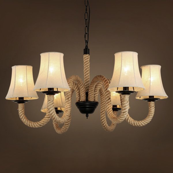 Люстра Loft Rope Chandelier 6 Бежевый Люстра Loft Rope Chandelier 6 Бежевый в Челябинске | Loft Concept