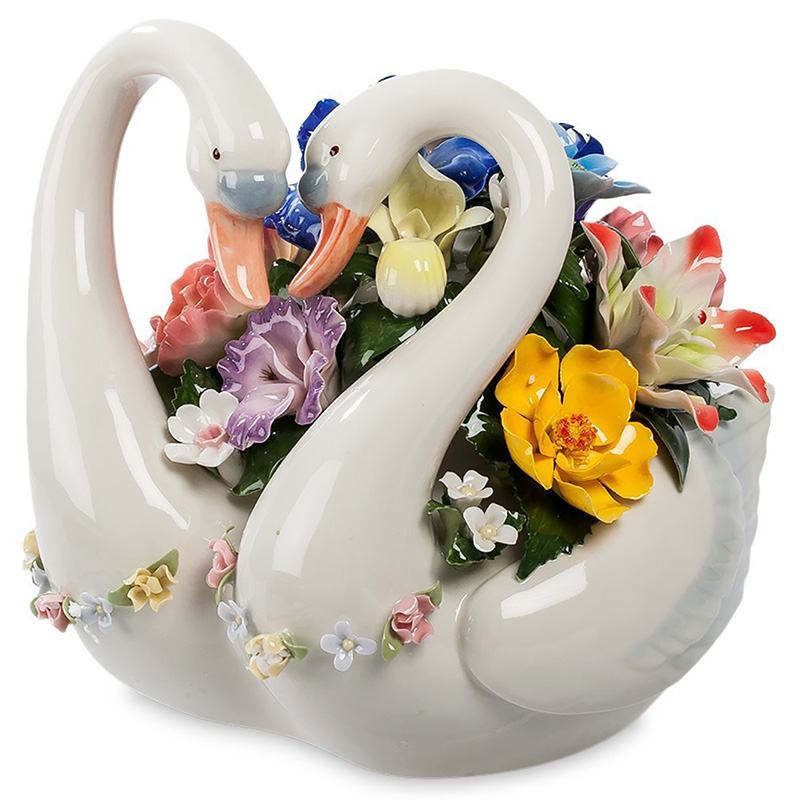 Статуэтка фарфоровая Лебеди с цветами Charming Statuette Белый Красный Голубой Желтый Сиреневый Розовый Статуэтка фарфоровая Лебеди с цветами Charming Statuette Белый Красный Голубой Желтый Сиреневый Розовый в Челябинске | Loft Concept