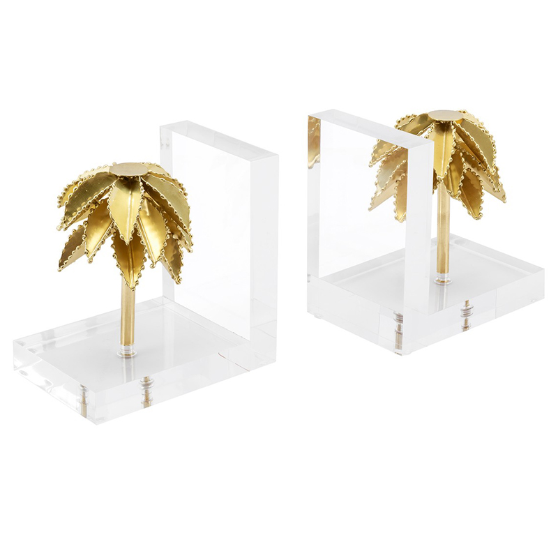 Держатель для книг BOOKEND PALMERY SET 2PCS Прозрачный Латунь Держатель для книг BOOKEND PALMERY SET 2PCS Прозрачный Латунь в Челябинске | Loft Concept