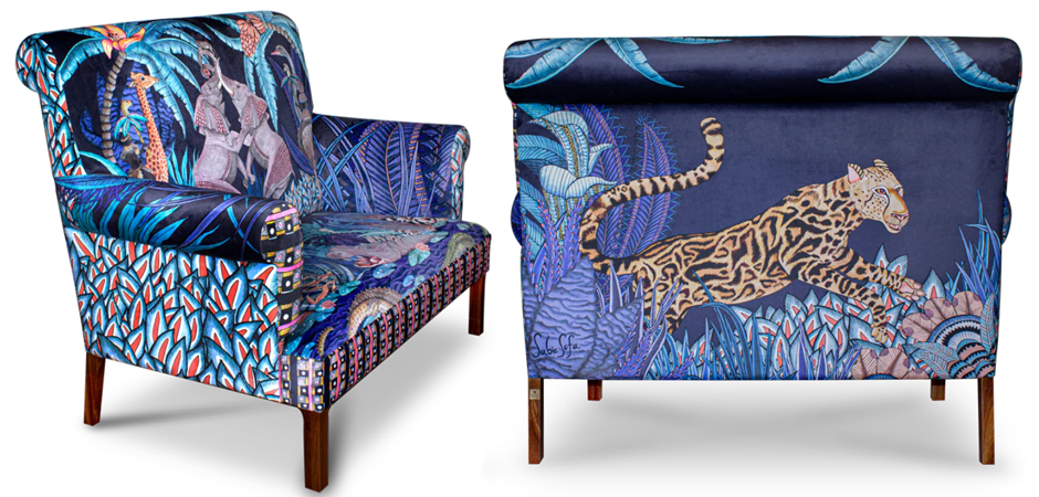 Диван Ardmore Design Sabie Sofa in Tanzanite Синий Тропический Орнамент Диван Ardmore Design Sabie Sofa in Tanzanite Синий Тропический Орнамент - Loft-Concept в Челябинске