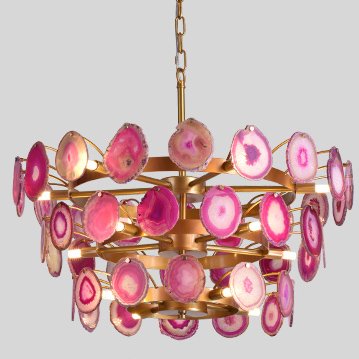 Люстра Agate Burst Chandelier 3 Round pink Розовый пастельный Золотой в Челябинске | Loft Concept 