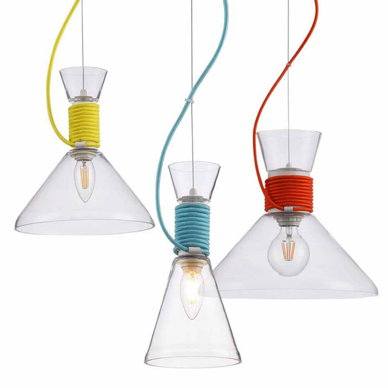 Подвесной Светильник Lamp With Multi-Colored Ropes Прозрачное Стекло Желтый Красный Голубой Подвесной Светильник Lamp With Multi-Colored Ropes Прозрачное Стекло Желтый Красный Голубой в Челябинске | Loft Concept
