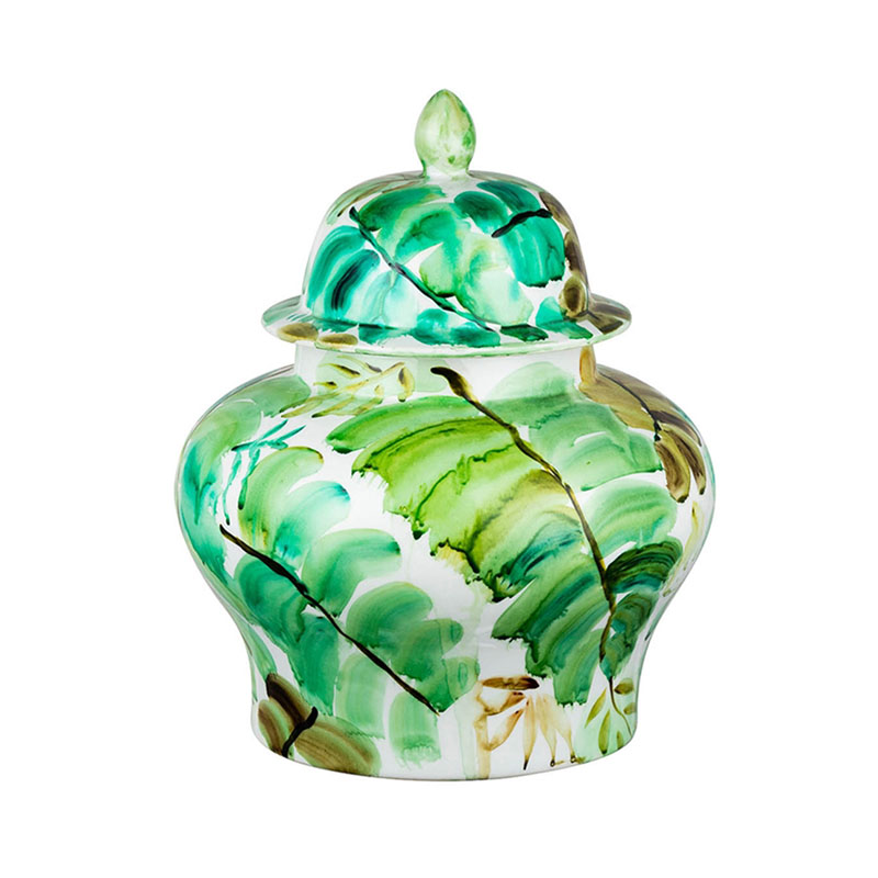 Ваза Vase Green Leaves II Белый Зеленый Ваза Vase Green Leaves II Белый Зеленый в Челябинске | Loft Concept
