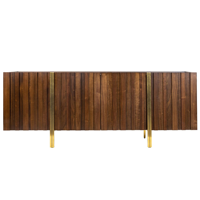 Комод с мраморной столешницей Walnut Veneer Коричневый Белый Латунь Комод с мраморной столешницей Walnut Veneer Коричневый Белый Латунь в Челябинске | Loft Concept