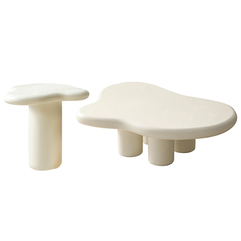 Комплект кофейных столиков Aine Curved Coffee Tables Молочный Черный Комплект кофейных столиков Aine Curved Coffee Tables Молочный Черный в Челябинске | Loft Concept