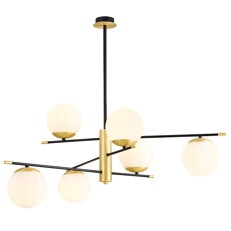 Люстра Черная с Золотом Spike Balls Hanging 6 Lamp Белый Золотой Черный Люстра Черная с Золотом Spike Balls Hanging 6 Lamp Белый Золотой Черный в Челябинске | Loft Concept