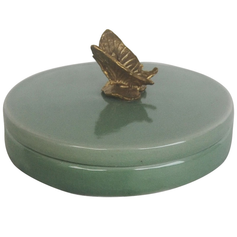 Шкатулка Green box with butterfly Зеленый Бронза Шкатулка Green box with butterfly Зеленый Бронза в Челябинске | Loft Concept