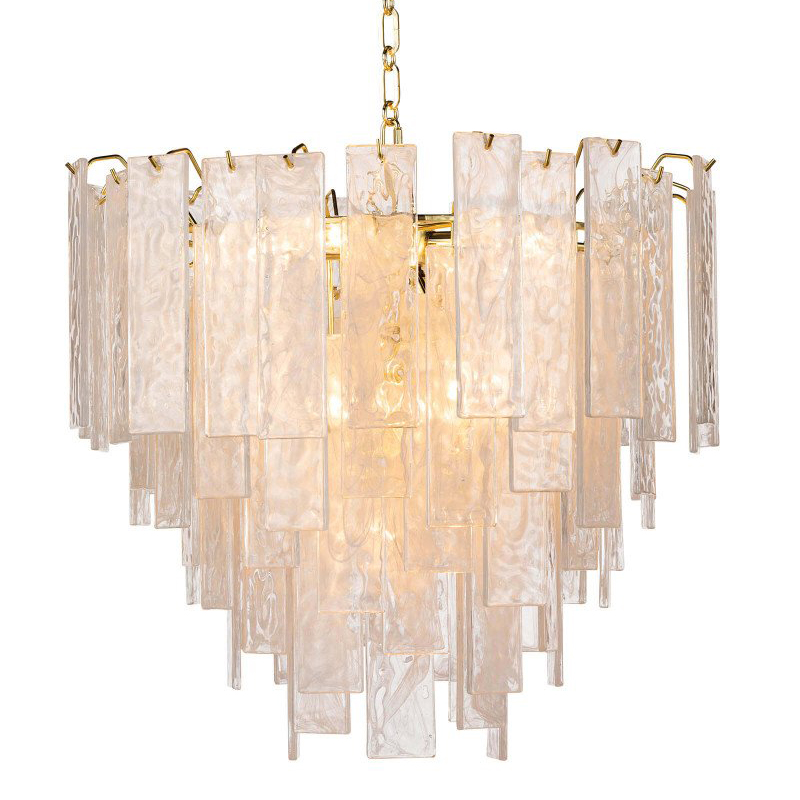 Люстра Textured Glass Chandelier Rectangular Pendants Золотой Прозрачный (Transparent) Люстра Textured Glass Chandelier Rectangular Pendants Золотой Прозрачный (Transparent) в Челябинске | Loft Concept