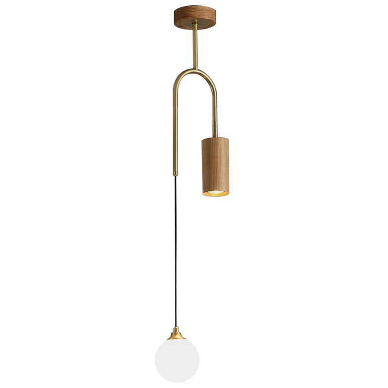 Потолочный светильник Ando Wooden Metal Brass Light 2 плафона Латунь Коричневый Древесина в Челябинске | Loft Concept 
