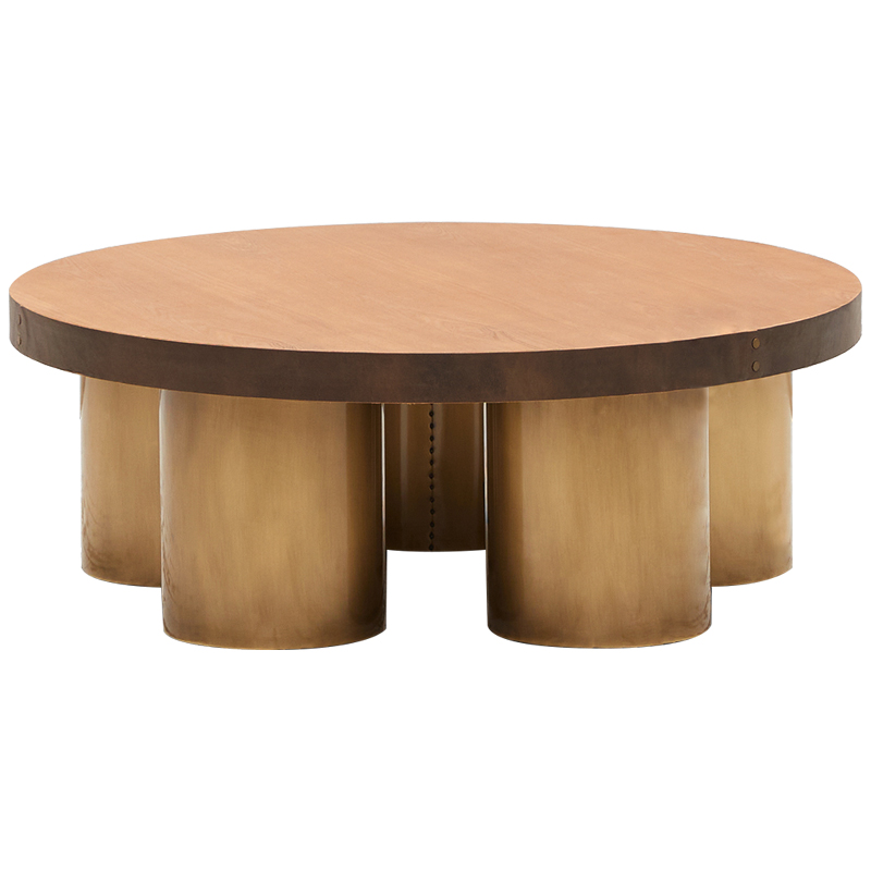 Круглый кофейный стол Stokes Coffee Table Латунь Коричневый Древесина Круглый кофейный стол Stokes Coffee Table Латунь Коричневый Древесина в Челябинске | Loft Concept