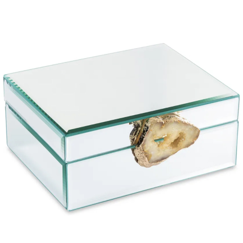 Шкатулка Glass Agate Box Зеркало Бежевый Шкатулка Glass Agate Box Зеркало Бежевый в Челябинске | Loft Concept