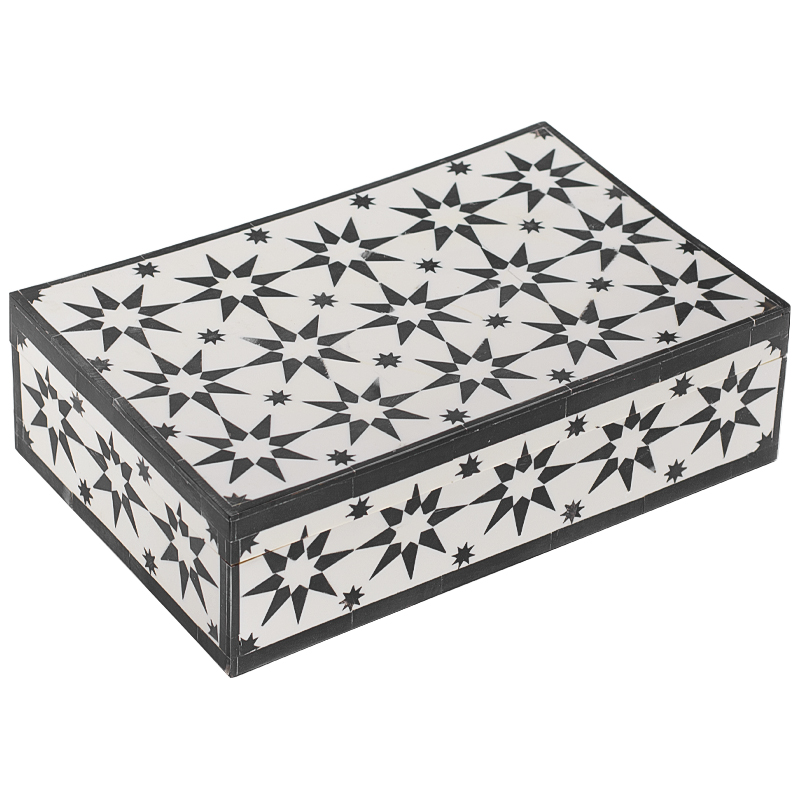 Шкатулка Stars Bone Inlay Черно-белый Шкатулка Stars Bone Inlay Черно-белый в Челябинске | Loft Concept