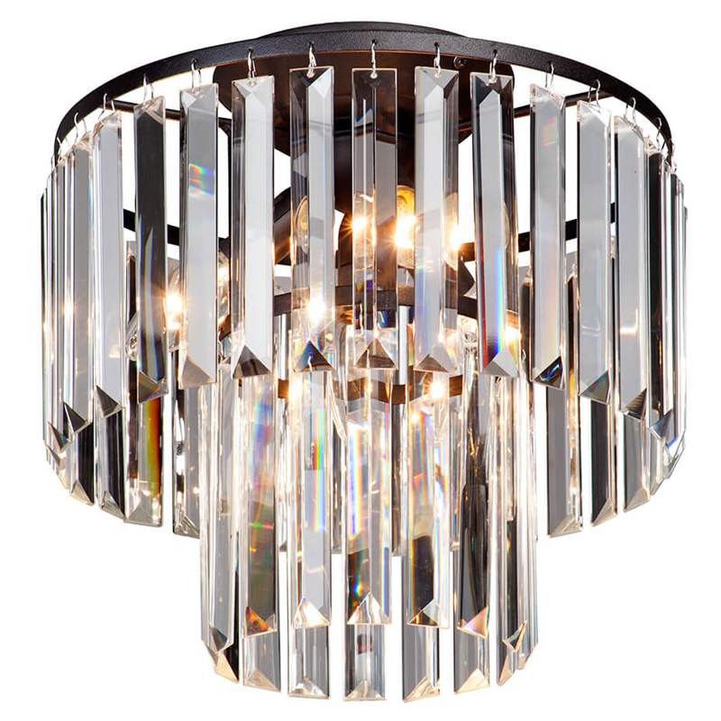 Потолочный светильник ODEON CLEAR GLASS 2-TIER диаметр 31 см Черный Прозрачное Стекло Потолочный светильник ODEON CLEAR GLASS 2-TIER диаметр 31 см Черный Прозрачное Стекло в Челябинске | Loft Concept