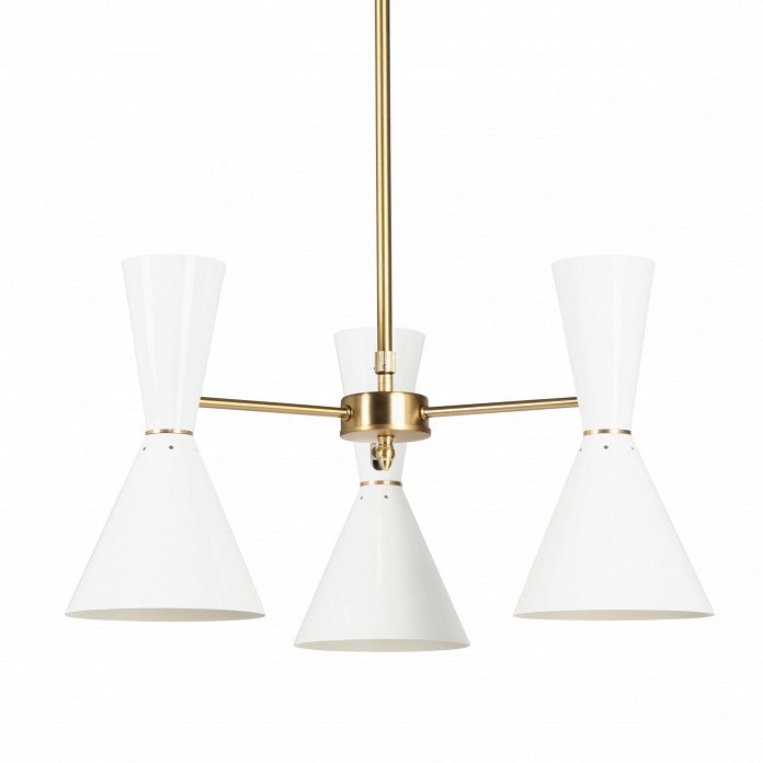 Люстра CAIRO Chandelier 3 Arm White Белый Латунь Люстра CAIRO Chandelier 3 Arm White Белый Латунь в Челябинске | Loft Concept