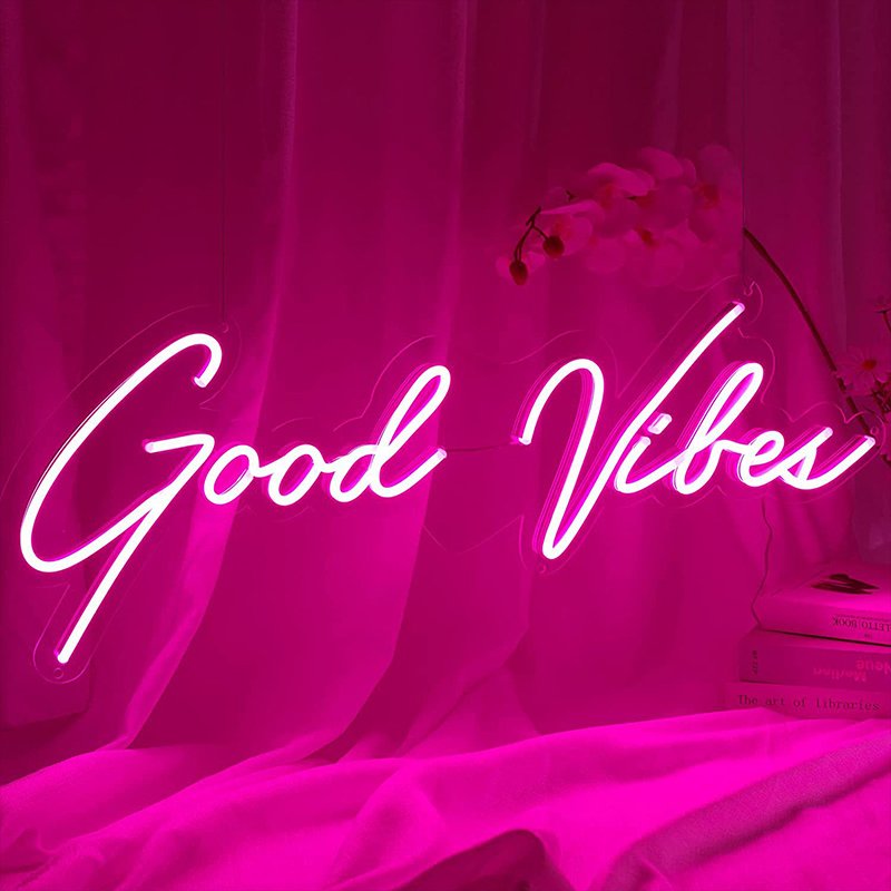 Неоновая настенная лампа Good Vibes Neon Wall Lamp Прозрачный Розовый Неоновая настенная лампа Good Vibes Neon Wall Lamp Прозрачный Розовый в Челябинске | Loft Concept