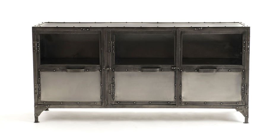 Комод металлический Industrial Steampunk Nickel 3 Door Сoncole Комод металлический Industrial Steampunk Nickel 3 Door Сoncole - Loft-Concept в Челябинске