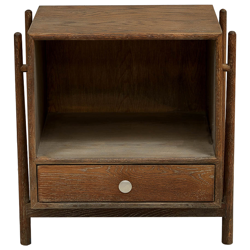 Тумба Harrell Oak Wood Nightstand Коричневый Хром в Челябинске | Loft Concept 