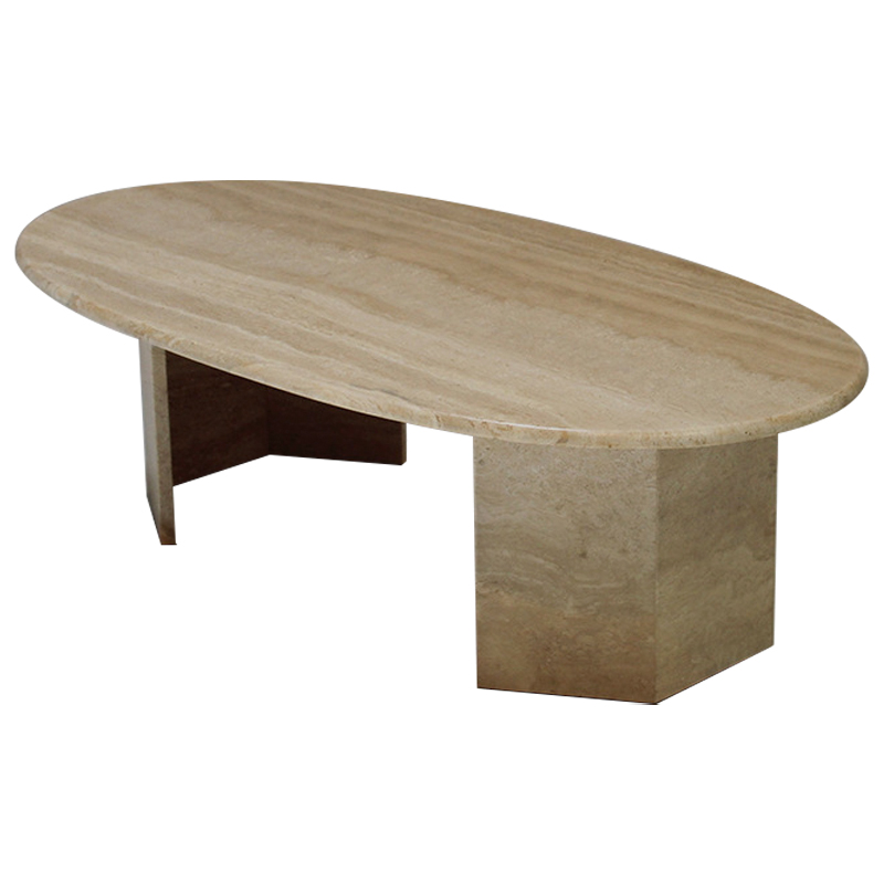 Кофейный стол Oval Travertine Coffee Table Коричневый Кофейный стол Oval Travertine Coffee Table Коричневый в Челябинске | Loft Concept