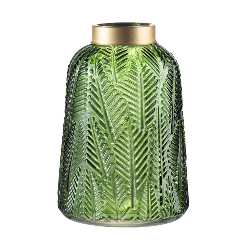 Ваза Green Vase Golden Throat high Золотой Прозрачный зеленый Ваза Green Vase Golden Throat high Золотой Прозрачный зеленый в Челябинске | Loft Concept