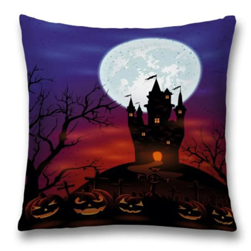 Подушка Halloween Castle Синий Черный Красный Подушка Halloween Castle Синий Черный Красный в Челябинске | Loft Concept