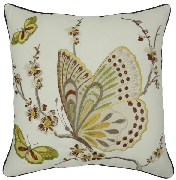 Декоративная подушка Вышивка butterfly Желтый ivory ( слоновая кость ) Декоративная подушка Вышивка butterfly Желтый ivory ( слоновая кость ) в Челябинске | Loft Concept