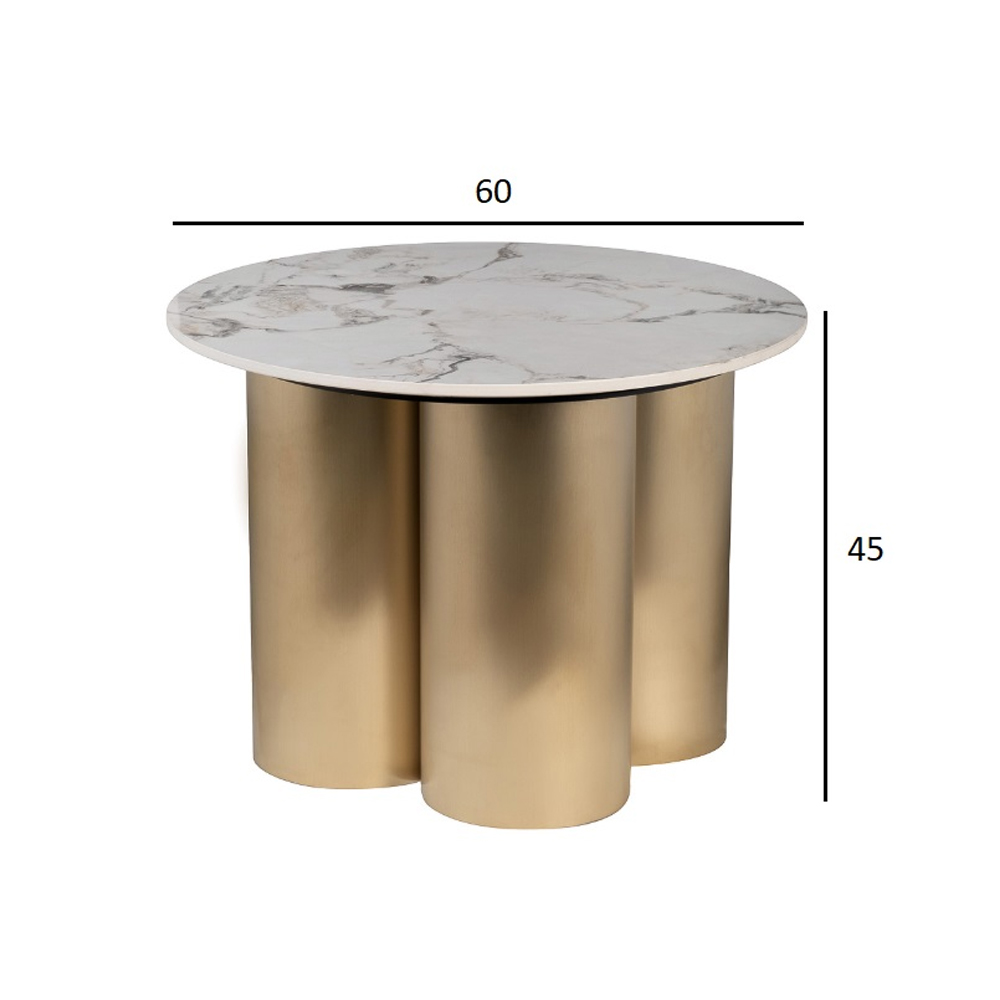 Стол журнальный круглый керамогранит белый Keramos в Челябинске