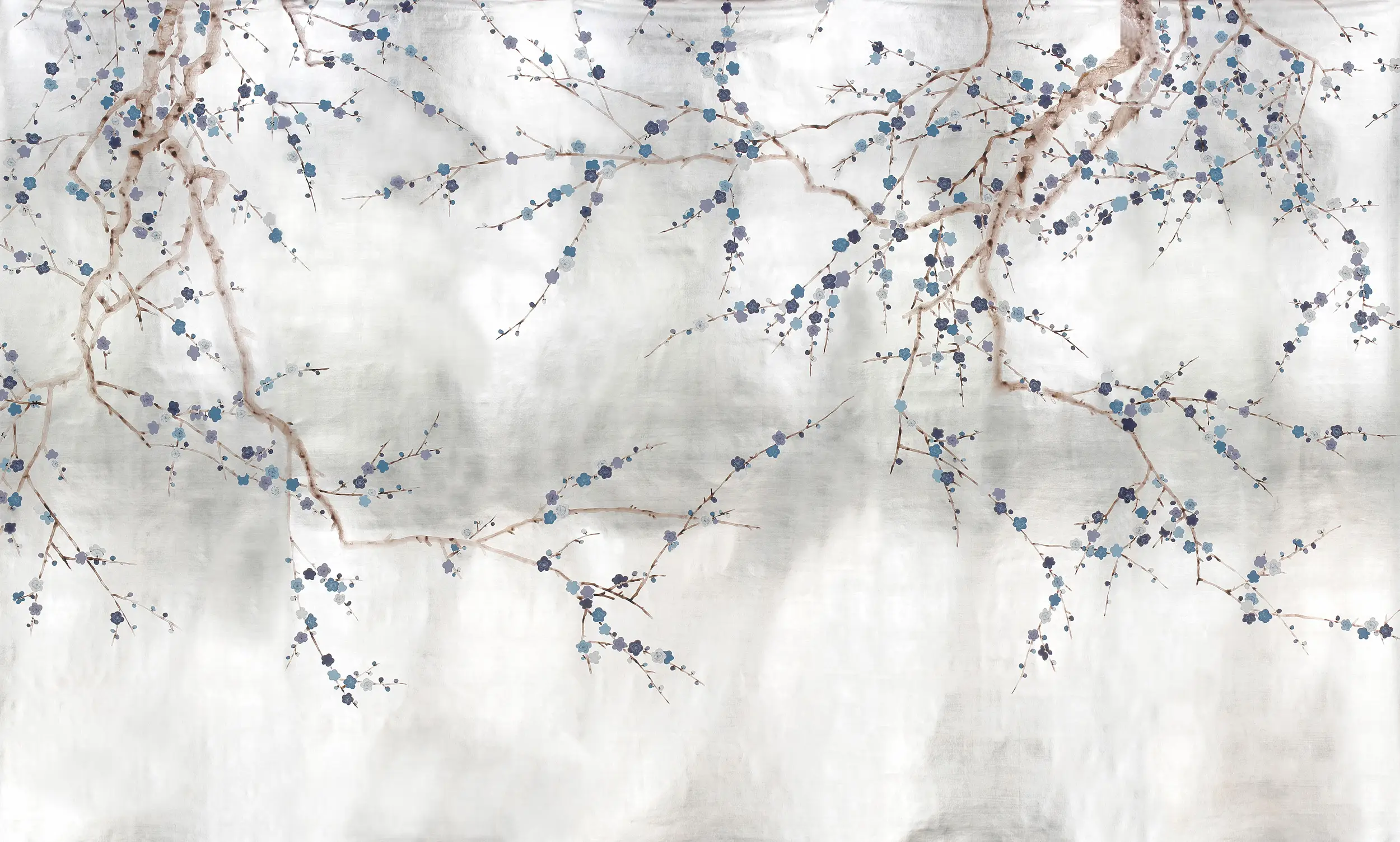 Обои ручная роспись Plum Blossom Hokusai on Tarnished Silver gilded paper Обои ручная роспись Plum Blossom Hokusai on Tarnished Silver gilded paper - постер Loft-Concept в Челябинске