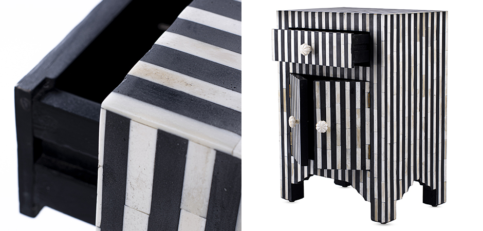 Тумба инкрустация костью Inlaid Bone Stripes чёрно-белые полосы Тумба инкрустация костью Inlaid Bone Stripes чёрно-белые полосы - Loft-Concept в Челябинске