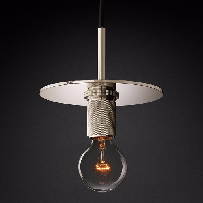 Подвесной светильник RH Utilitaire Disk Shade Pendant Silver Никель Прозрачное Стекло Подвесной светильник RH Utilitaire Disk Shade Pendant Silver Никель Прозрачное Стекло в Челябинске | Loft Concept