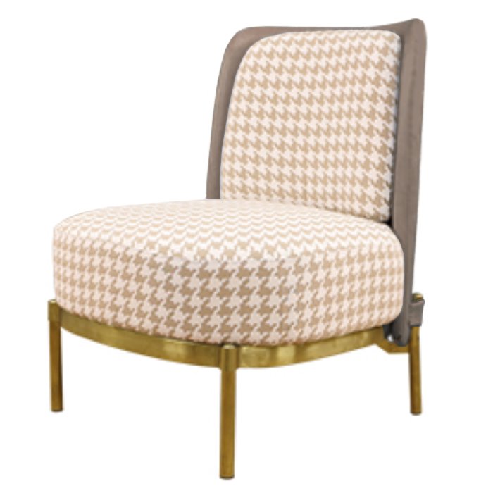 Кресло Pied de poule Beige Armchair Бежевый Латунь Молочный Кресло Pied de poule Beige Armchair Бежевый Латунь Молочный в Челябинске | Loft Concept