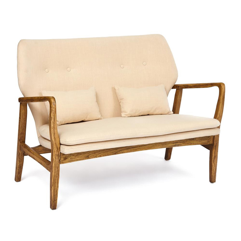 Диван с каркасом из массива дерева Makeshift sofa beige Бежевый Диван с каркасом из массива дерева Makeshift sofa beige Бежевый в Челябинске | Loft Concept