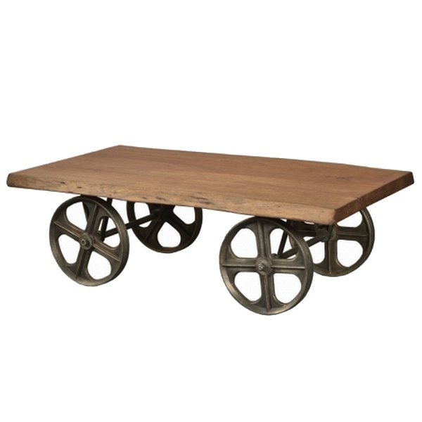 Стол на колесах Industrial Coffee Table on Wheels Акация Стол на колесах Industrial Coffee Table on Wheels Акация в Челябинске | Loft Concept
