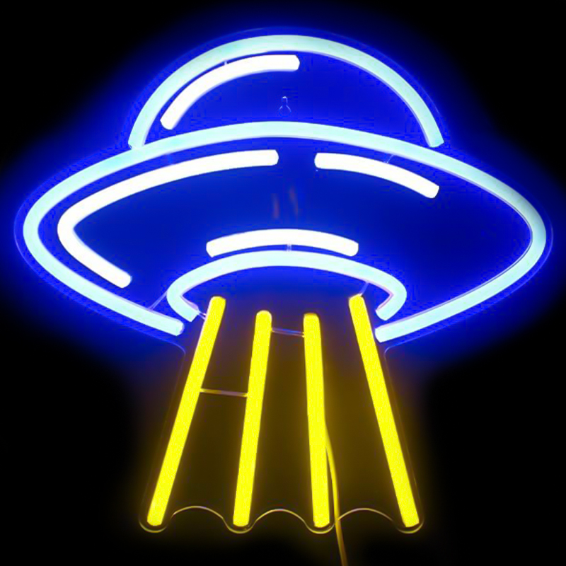 Неоновая настенная лампа UFO Neon Wall Lamp Желтый Синий Неоновая настенная лампа UFO Neon Wall Lamp Желтый Синий в Челябинске | Loft Concept