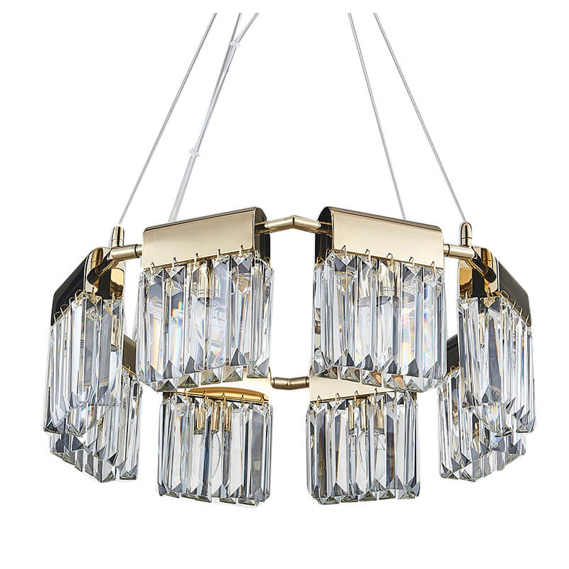 Люстра Crystal Pendants gold 8 Глянцевое золото Прозрачное Стекло Люстра Crystal Pendants gold 8 Глянцевое золото Прозрачное Стекло в Челябинске | Loft Concept