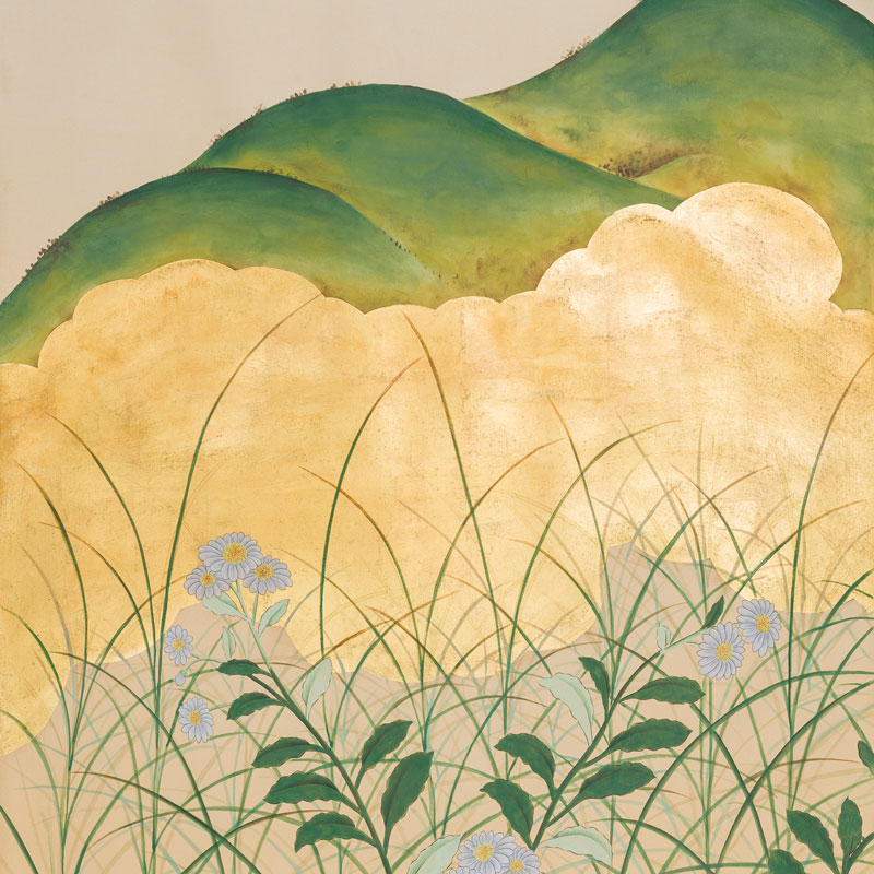 Обои ручная роспись The Plain of Musashi Original colourway on painted Xuan paper with gold ombre Обои ручная роспись The Plain of Musashi Original colourway on painted Xuan paper with gold ombre в Челябинске | Loft Concept