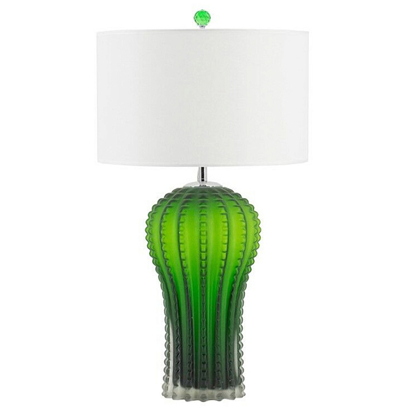 Настольная лампа с тканевым абажуром и основанием в форме кактуса Cactus Table Lamp Белый Зеленый в Челябинске | Loft Concept 