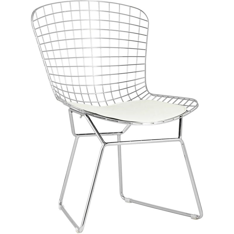Стул Bertoia Chair Хромированный с Белой подушкой Хром Белый Стул Bertoia Chair Хромированный с Белой подушкой Хром Белый в Челябинске | Loft Concept
