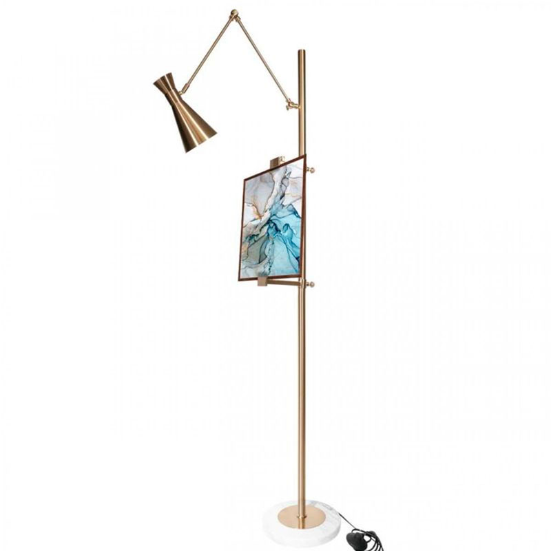Торшер Researcher Floor Lamp Small Picture Золотой Белый в Челябинске | Loft Concept 