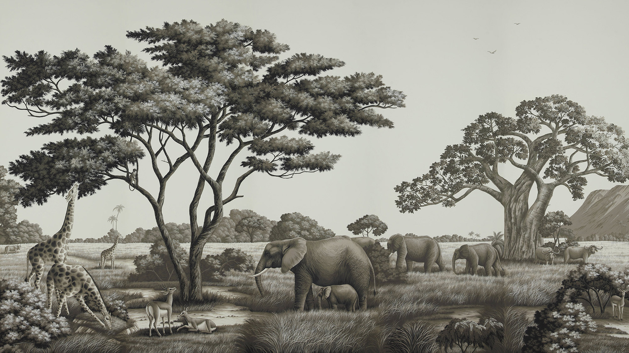 Обои ручная роспись African Savannah Colourway SC-94 on scenic paper Обои ручная роспись African Savannah Colourway SC-94 on scenic paper - постер Loft-Concept в Челябинске