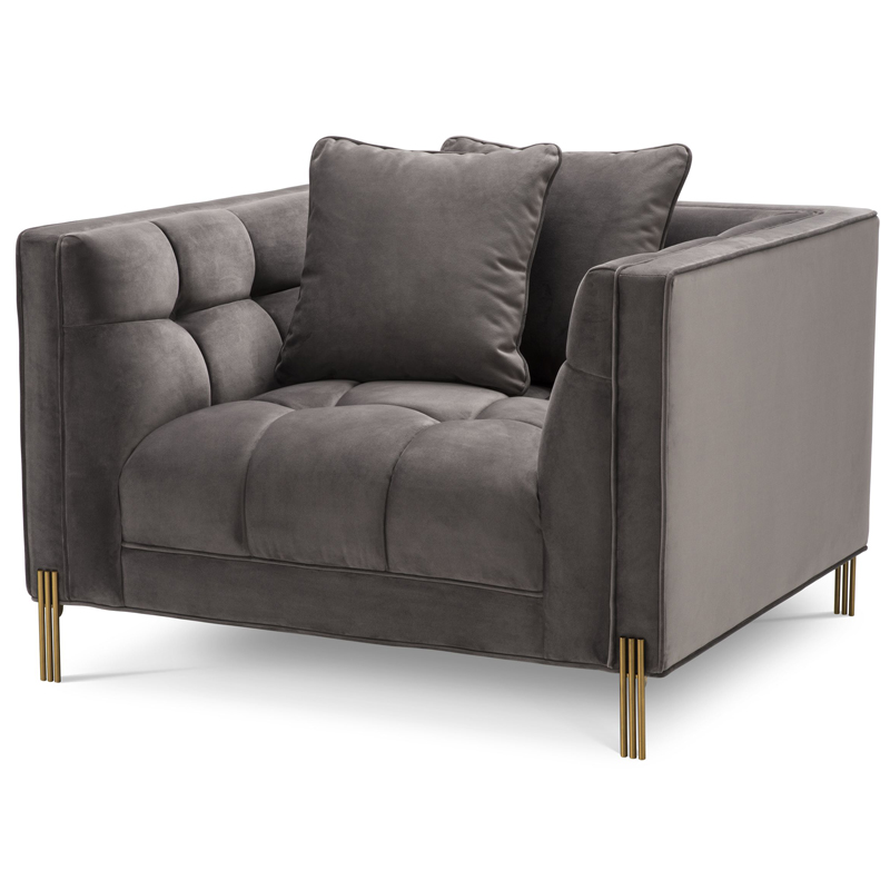 Кресло Eichholtz Chair Sienna grey Серый Латунь Кресло Eichholtz Chair Sienna grey Серый Латунь в Челябинске | Loft Concept