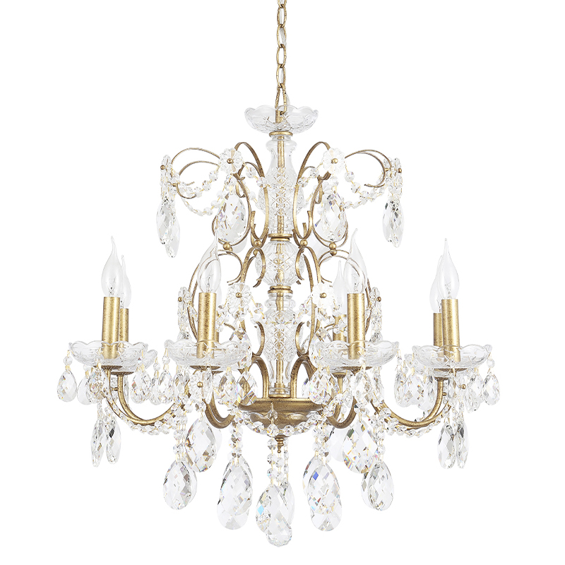 Люстра с хрустальными подвесками и цепочками Диаметр 68 см RH Rococo Iron & Crystal Chandelier Прозрачный Коричневый Золотой Люстра с хрустальными подвесками и цепочками Диаметр 68 см RH Rococo Iron & Crystal Chandelier Прозрачный Коричневый Золотой в Челябинске | Loft Concept