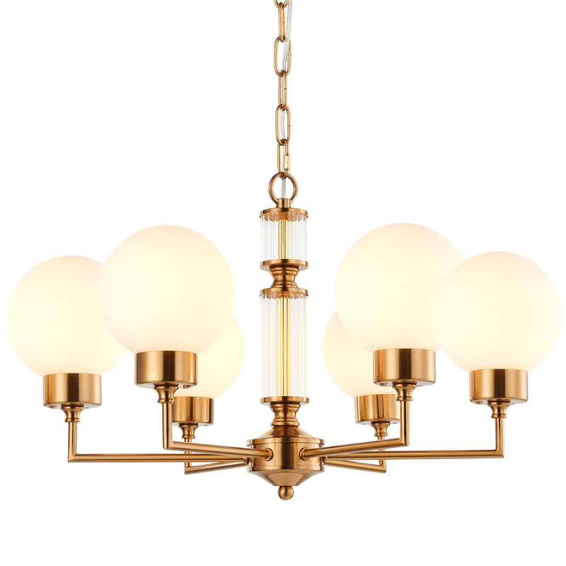 Люстра Zibille Chandelier Brass 58 Латунь Белое матовое стекло Прозрачный Люстра Zibille Chandelier Brass 58 Латунь Белое матовое стекло Прозрачный в Челябинске | Loft Concept