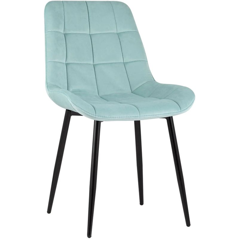 Стул NANCY Chair Светло-Голубой Велюр Светло-голубой Черный Стул NANCY Chair Светло-Голубой Велюр Светло-голубой Черный в Челябинске | Loft Concept