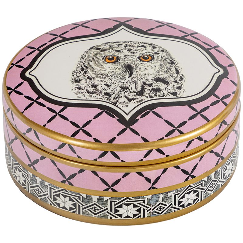 Шкатулка Owl Collection Pink Box Золотой Розовый Черно-белый Шкатулка Owl Collection Pink Box Золотой Розовый Черно-белый в Челябинске | Loft Concept